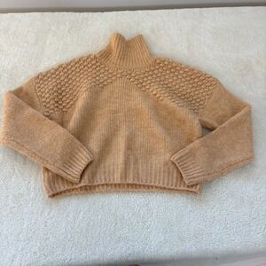 Free People Mock Neck Textured Bobble Knit Sweater Pullover XS Peach